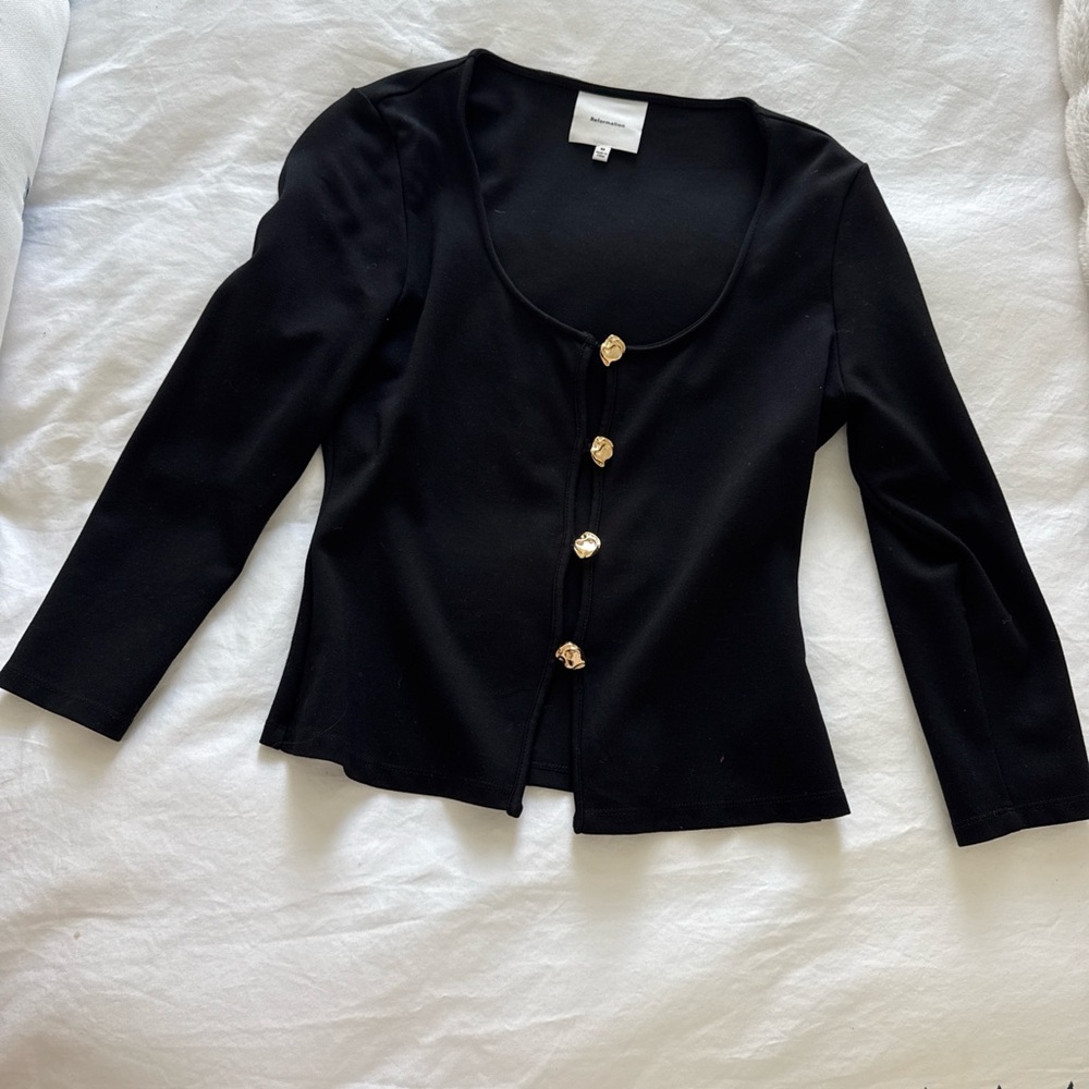 Reformation Black Knit Top